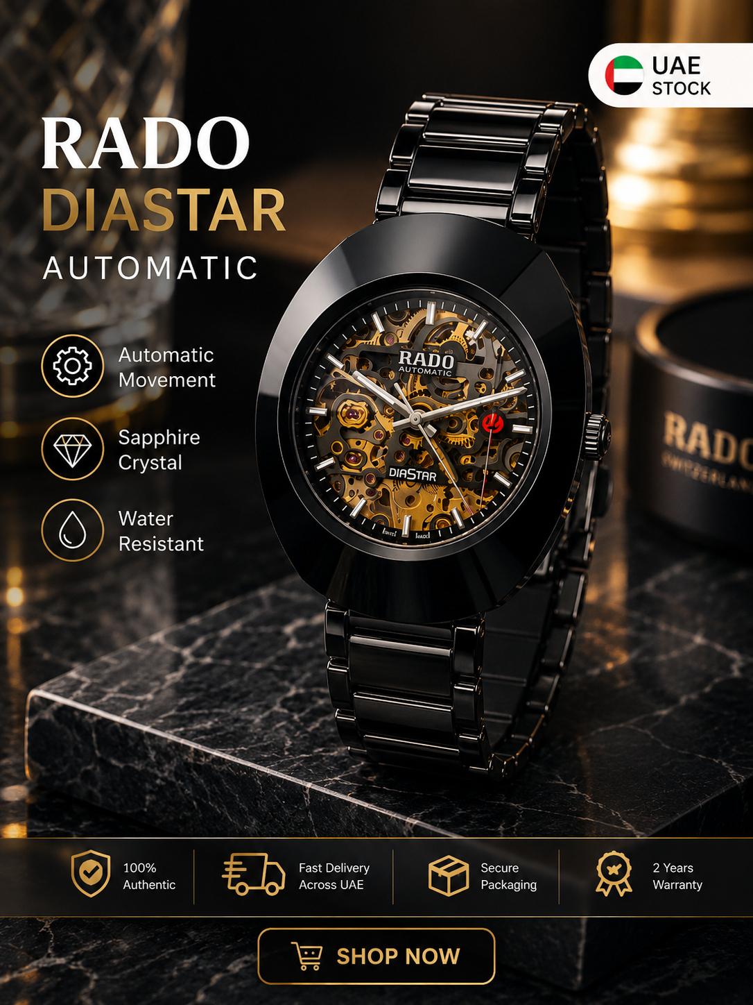 RADO DiaStar Automatic Premium Luxury Watch I رادو دياستار أوتوماتيك  ساعة فاخرة من الطراز الرفيع